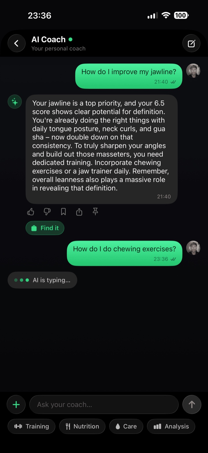 Looksmaxxing AI coach chat